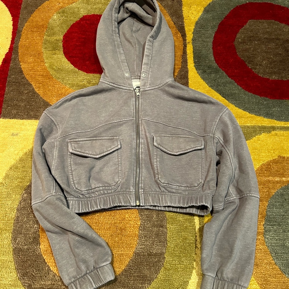 Urban Outfitters Gray Cropped Hoodie
